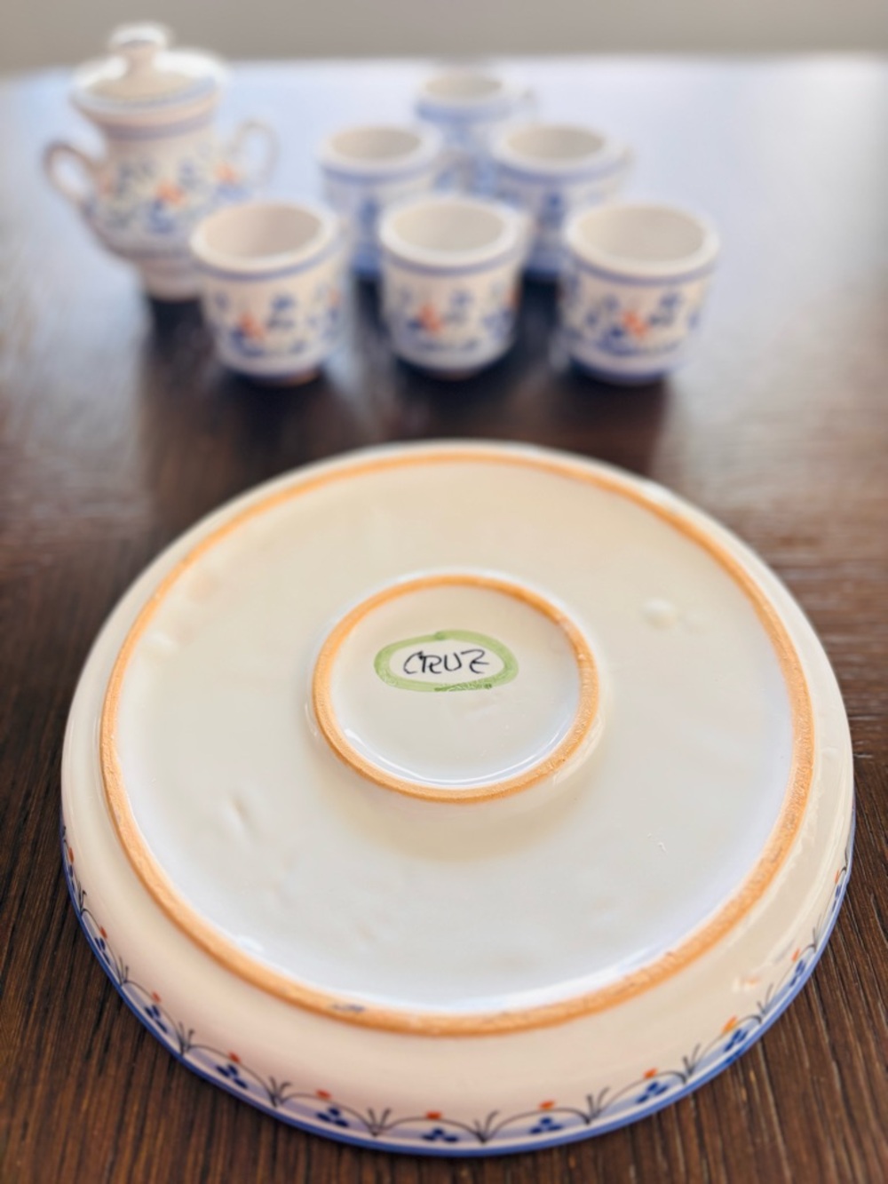Blue White Demitasse Espresso Set Tray Cups Sugar Bowl European Style - Picture 7 of 9